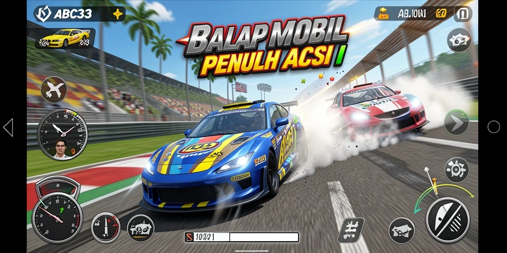 Tampilan menarik dari gameplay balap mobil di ABC33.
