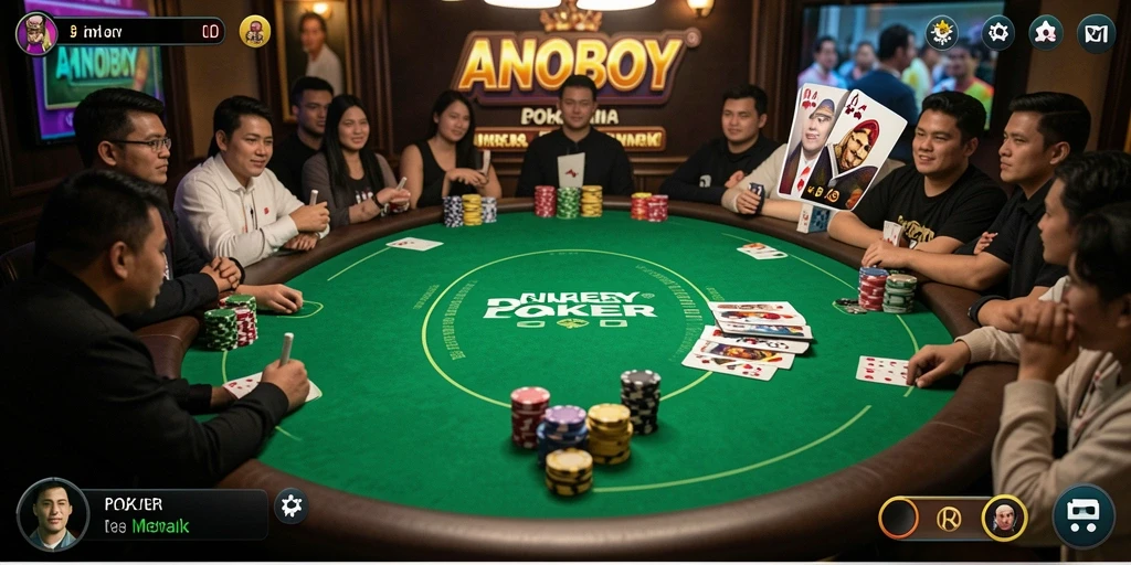 Tampilan gameplay seru dalam permainan Poker ANOBOY.