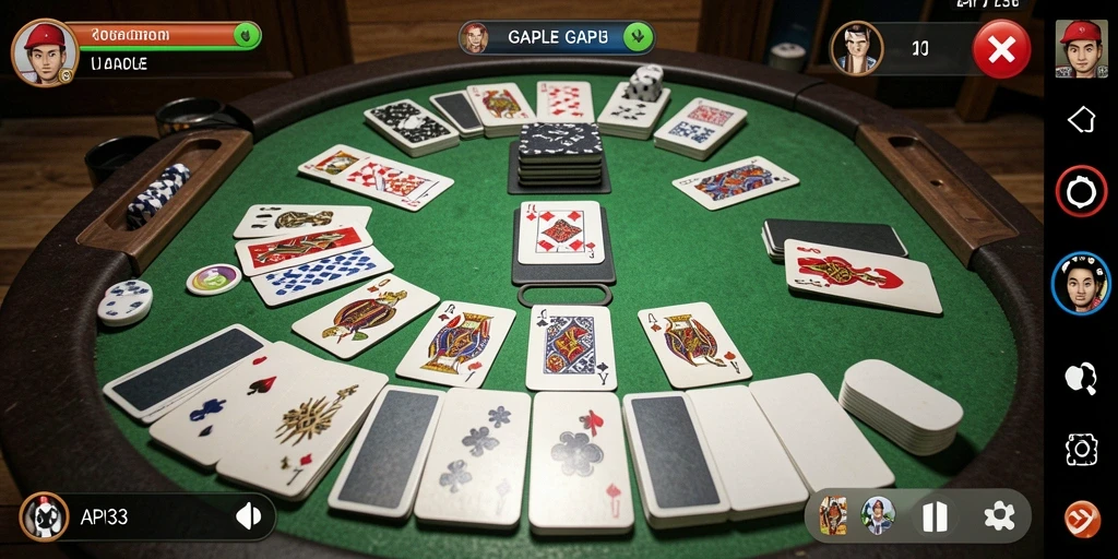 Tampilan gameplay Gaple yang seru dan interaktif di API33.