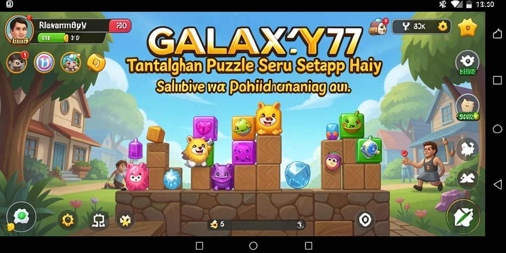 Screenshot GALAXY77 menunjukkan gameplay Puzzle yang menantang dan menarik.