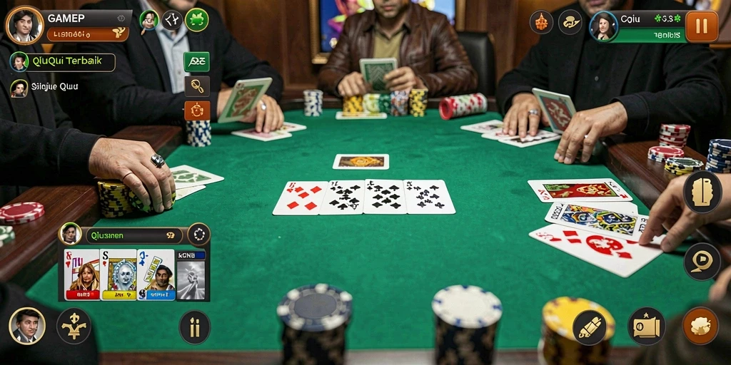 Screenshot GAMERP menampilkan aksi seru dalam permainan QiuQiu.