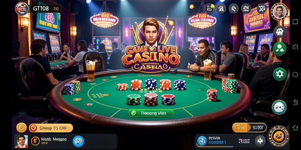 Screenshot GT108 menampilkan dealer langsung dalam permainan Live Casino.