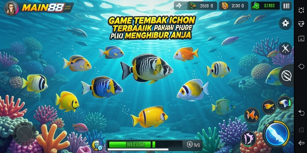 Tangkapan layar gameplay <strong>MAIN88</strong> yang menunjukkan aksi menembak ikan yang seru.
