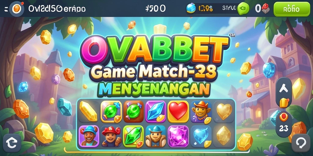 Screenshot gameplay OVABET menampilkan tantangan Match-3 yang seru.