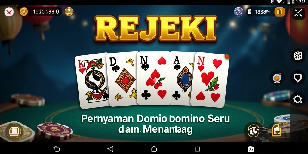Tampilan gameplay REJEKI yang menampilkan keseruan domino.