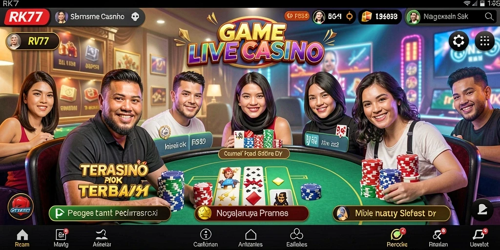 Tampilan gameplay RK77 yang menegangkan dan interaktif dalam Live Casino.