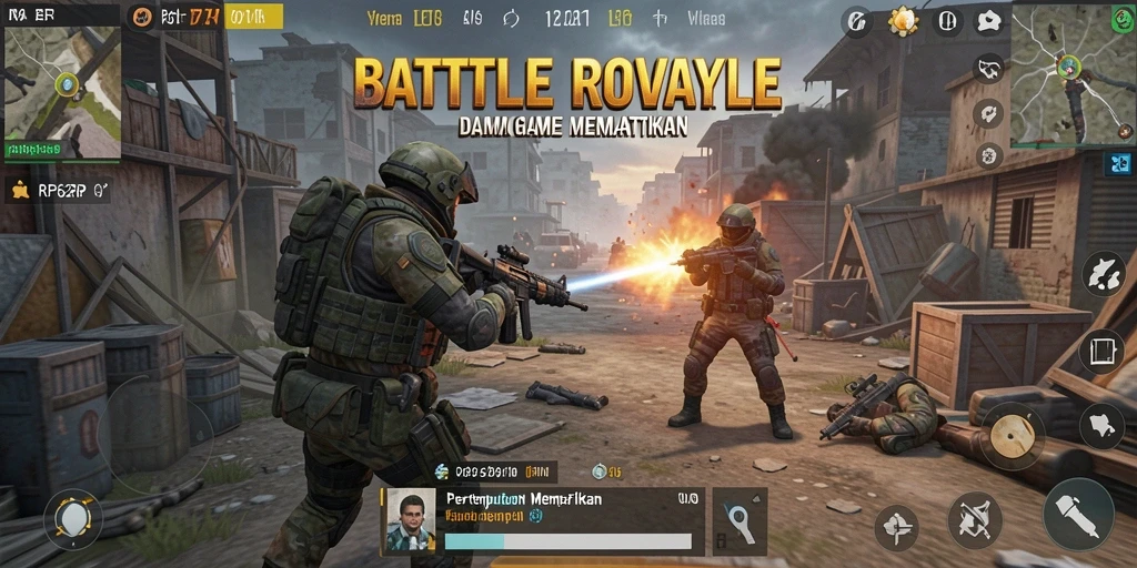 Tampilan gameplay RP62RP dengan aksi Battle Royale yang seru.