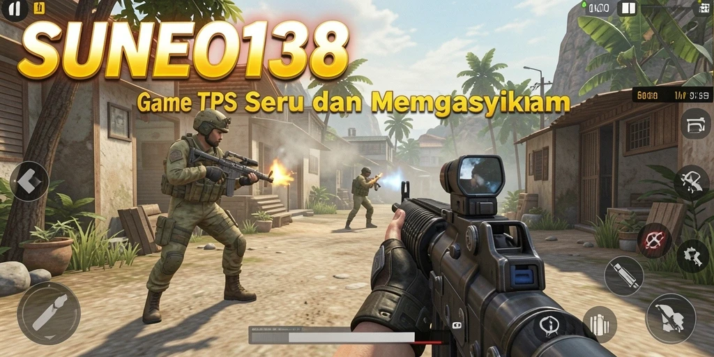 Screenshot utama SUNEO138 menampilkan aksi penuh di gameplay TPS.