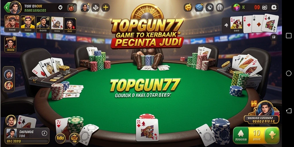 Tampilan dinamis gameplay Poker di TOPGUN77.