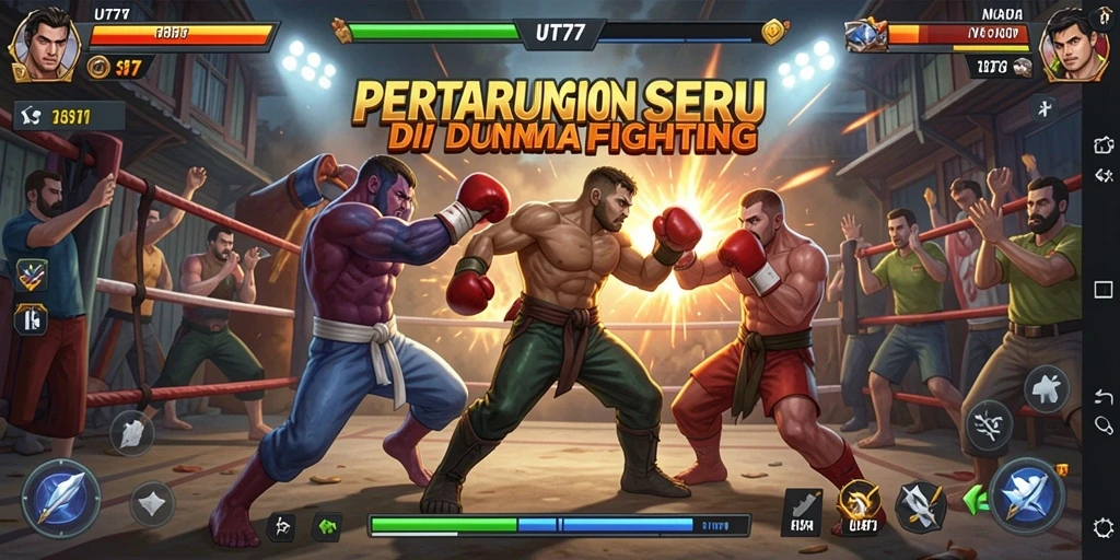 Tampilan screenshot utama UT77 yang menampilkan aksi pertarungan mendebarkan.
